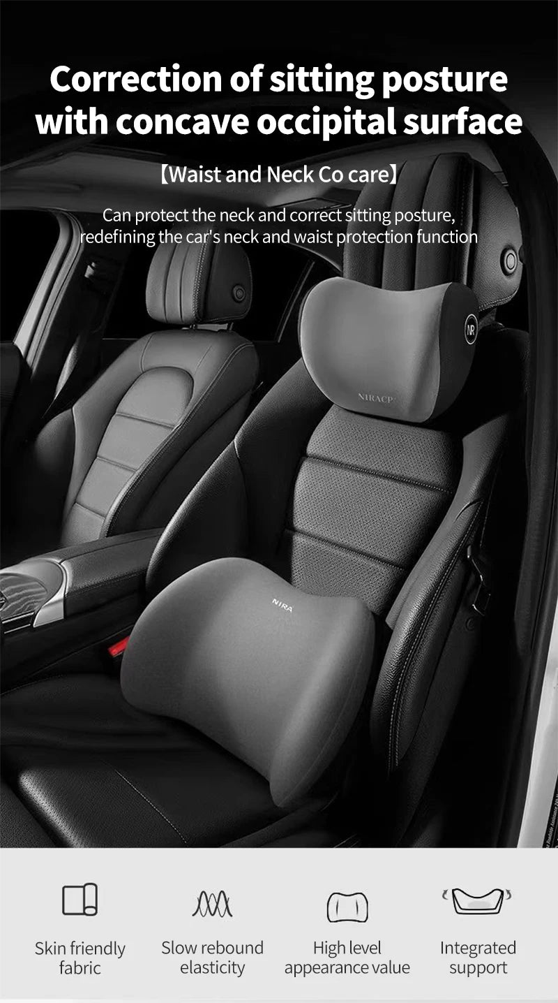 Car Headrest Pillow Interior Auto Neck Head Protector Cushion Car Waist Support Memory Cotton Soft Back Cushion Auto Accessory