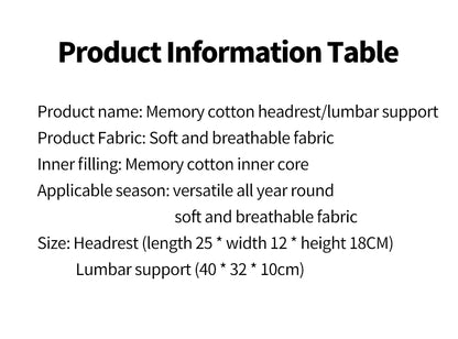Car Headrest Pillow Interior Auto Neck Head Protector Cushion Car Waist Support Memory Cotton Soft Back Cushion Auto Accessory