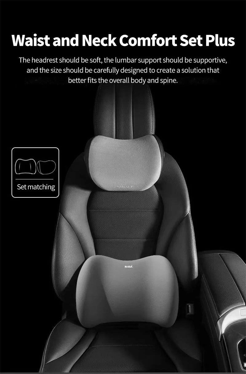 Car Headrest Pillow Interior Auto Neck Head Protector Cushion Car Waist Support Memory Cotton Soft Back Cushion Auto Accessory